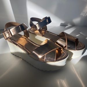 Nine West Platform Sandals Rose Gold